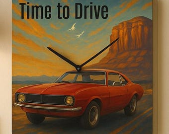 Acrylic Wall Clock - Vintage Muscle Car Clock, Time to Drive, Automobile Home Decor, Retro Vehicle Wall Art, Car Enthusiast Gift