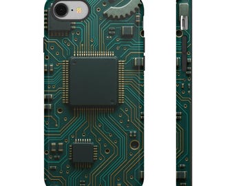Techy Circuit Board Tough Cases, Protective Phone Cover, Motherboard Design, Electronic Accessories, Geek Gift