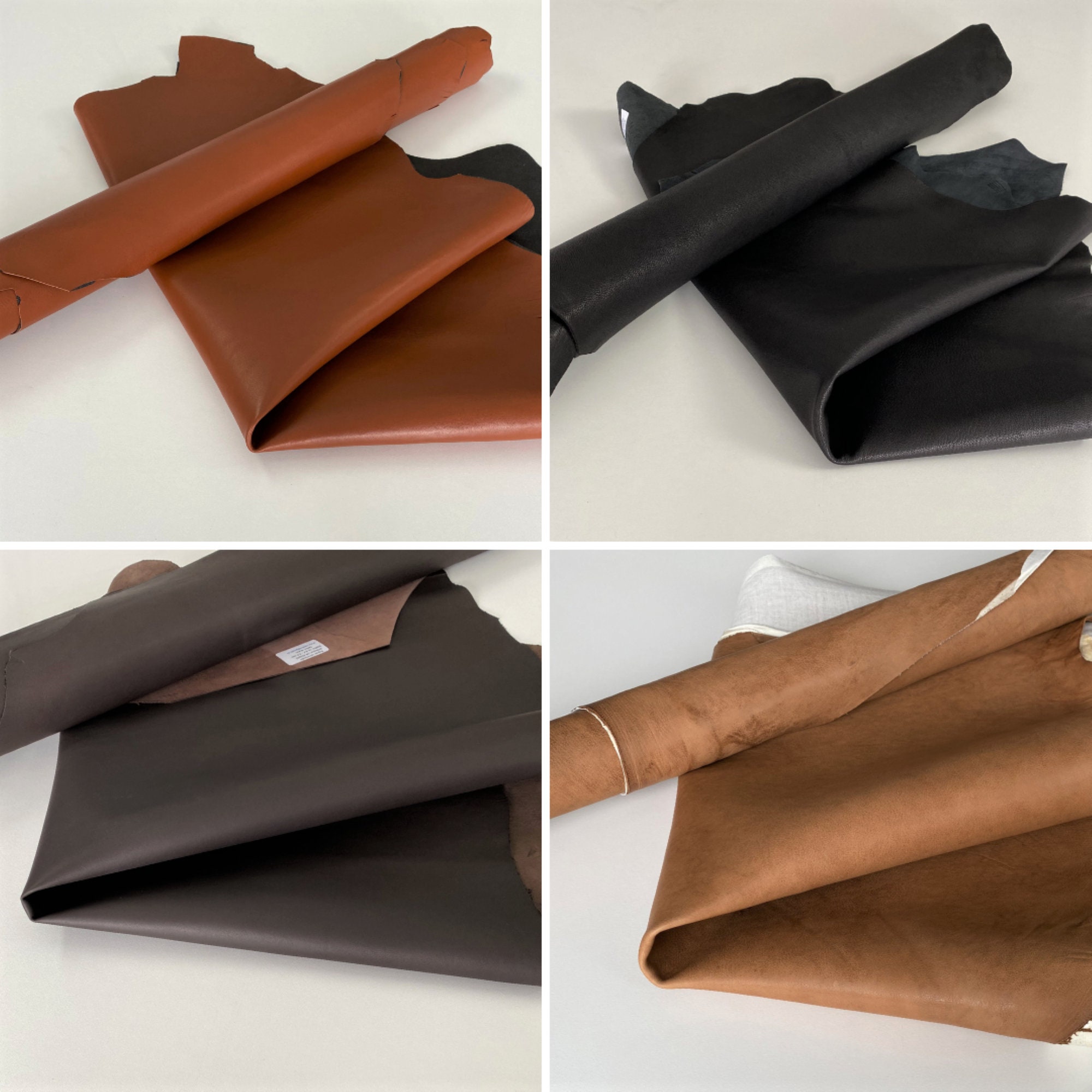  Genuine Cow Leather Sheets Remnants Scraps Hides Tooling  Leather for Crafts Soft Raw Leather 11-12 Oz Pack (Brown)