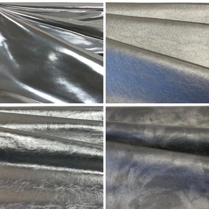 Leather Sheets Cowhide Genuine Leather Pieces for DIY Nappa Leather Cutting DIN A5/A4/A3 Craft Italian Leather Skin 1-1.9 mm Silver, Grey