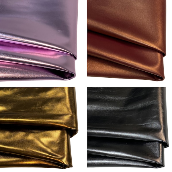 Real leather metallic Italian Nappa leather skin 1mm| Lamb leather soft leather pieces A4/3/2 leather hide gold,pink,silver leather by meter