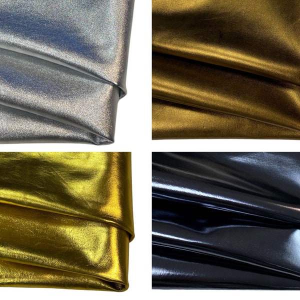 Echtes Leder Nappa Lederhaut, Stücke metallic Lammleder Zuschnitt A4/A3 italienisches Naturleder 0,5-1,1mm gold, silber, schwarz