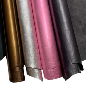 Pezzo di pelle metallizzata, pelle di agnello, fogli di pelle da 0,6-1,1 mm, A4/3/2, pelle nappa italiana tagliata rosa, argento, oro, grigio