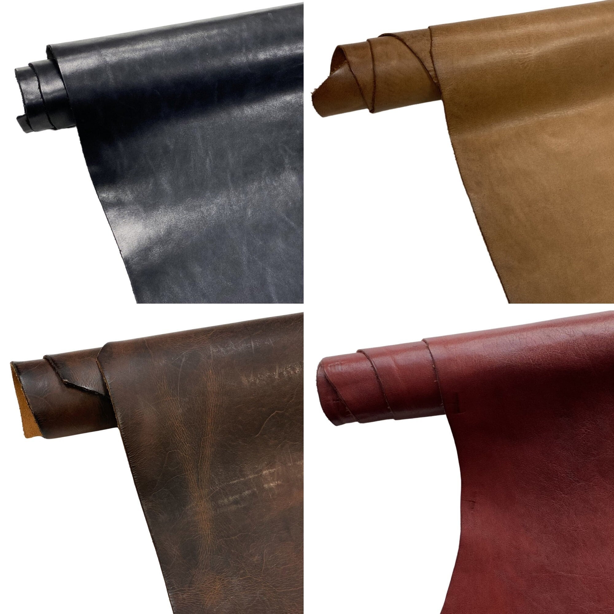 Leather vegetable tanned cowhide Crazy Horse leather pieces A2/3/4 leather sheets antique genuine leather cut pull up brown, black, red