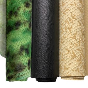 Reptile leather print embossed cowhide, genuine leather sheets A2/3/4 animal printed leather skin cut leather pieces black, green, beige
