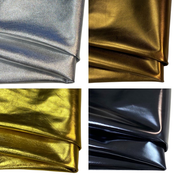 Genuine leather Italian nappa leather metallic, full leather skin 1mm leather cutting A4/A3/A2 leather pieces gold, silver, black