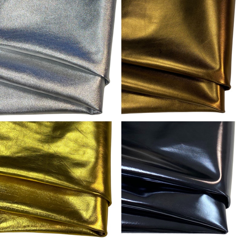 Genuine leather Italian nappa leather metallic, full leather skin 1mm leather cutting A4/A3/A2 leather pieces gold, silver, black image 1