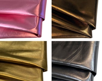 Leder metallic Lederhaut echte Lederstücke Nappa Lammleder Zuschnitt 0,6-1,1mm ital. Leder Blätter A4/3/2 Glattleder pink, gold, silber