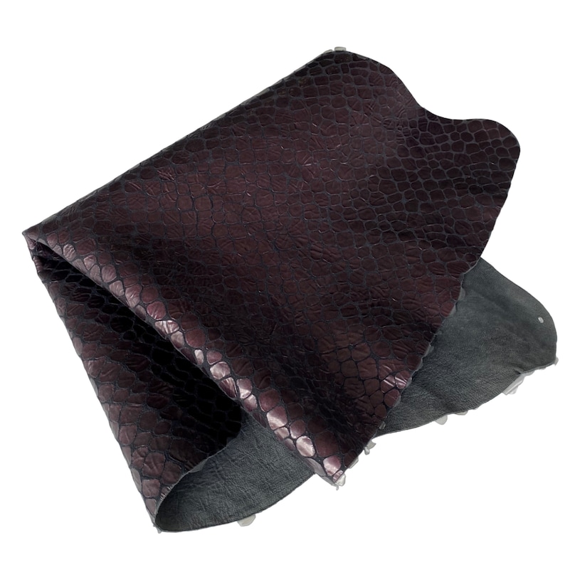 Leather embossed reptile, leather cut A4/A3/A2 soft lambskin whole leather skin, genuine leather by the meter DIY leather material burgunderrot