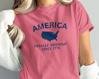 Patriotic USA Map T-Shirt, America 1776, Independence Day Tee