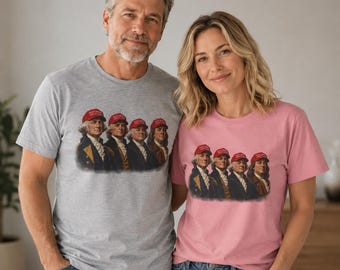 Founding Fathers Wearing Red MAGA Hats T-Shirt | Patriotic Political Tee