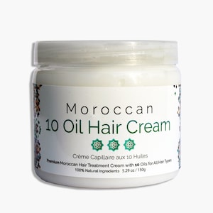 10 Oils Hair Growth Cream + Vitamin E - 5.29 oz / 150 g - Shining - Strengthening Hair - Imported from Morocco