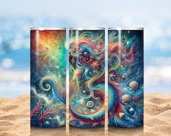 Seamless Mermaid Tumbler Wrap | 20oz Skinny Tumbler Design (Digital Download)