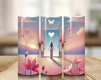 Self Love Tumbler Wrap | Seamless PNG Sublimation Design (20 oz)