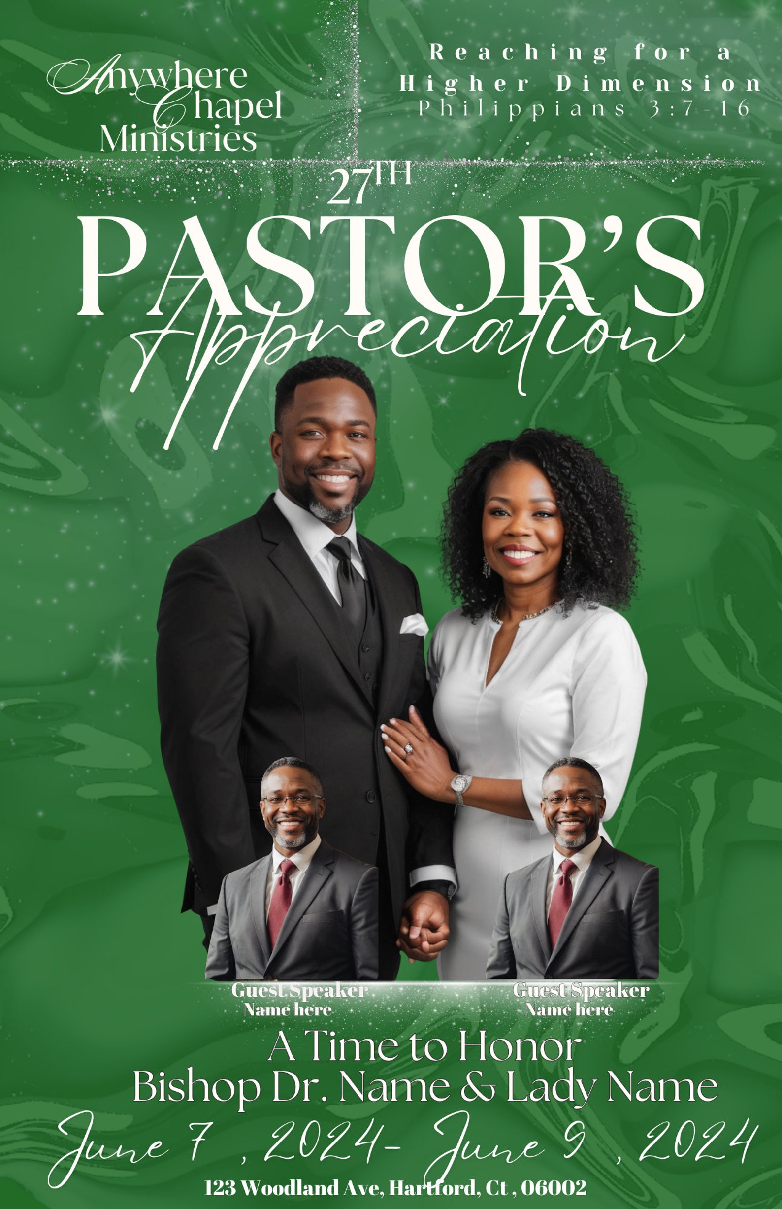 Pastor Appreciation Program Template Set for Canva Green Church Pastor Appreciation Program Template Set for Canva Green Church