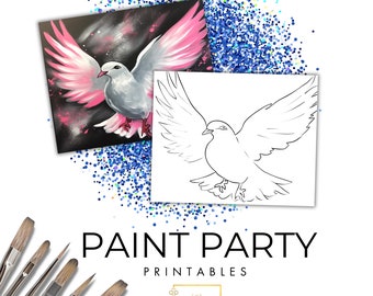 Breast Cancer DIY Canvas | Printable Canvas Art For Ladies Night | Paint Party Printable | Paint Kit | Sip And Paint Party | Outline Canvas