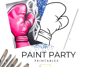 Breast Cancer DIY Canvas | Printable Canvas Art For Ladies Night | Paint Party Printable | Paint Kit | Sip And Paint Party | Outline Canvas
