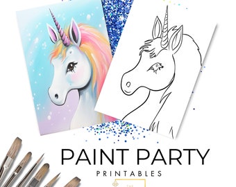 Unicorn Paint Party Printable Canvas | DIY Art Kit (Digital Download)