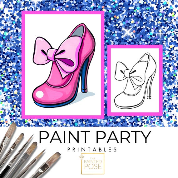 Tacones rosas, Página para colorear de tacones, Imprimible para