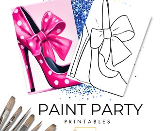 Pink Shoe DIY Canvas | Ladies Night Paint Party Printable (Digital Download)