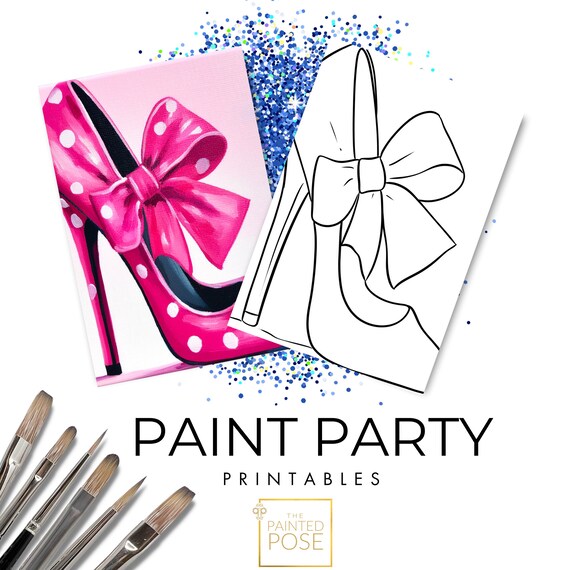 Pink Shoe DIY Canvas | Ladies Night Paint Party Printable (Digital Download)
