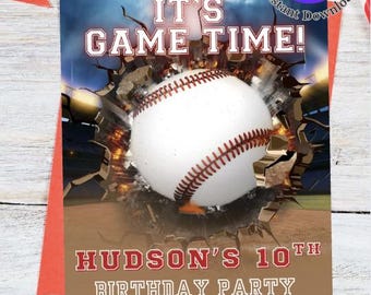 Baseball Birthday Invitation | Sports Party Invite | It’s Game Time Theme | Editable Digital Download | Boy’s Birthday Party