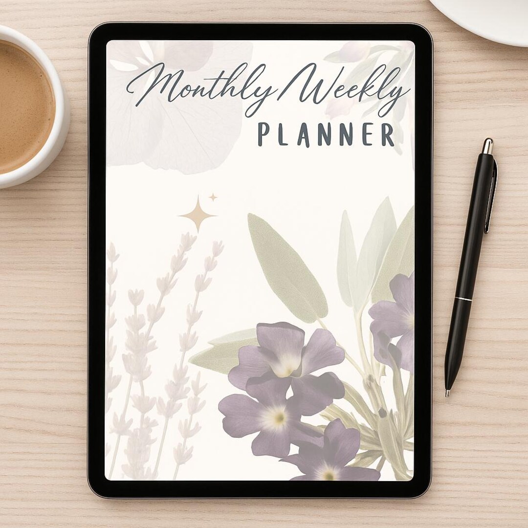 Printable Floral Planner – Weekly & Monthly Layout – Minimal Pastel ...