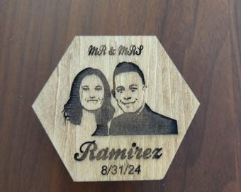 Personalized Engraved Wooden Keepsake Hexagon Box - Memory Box for Weddings, Memento Box, Perfect for Photos & Sentimental Keepsakes