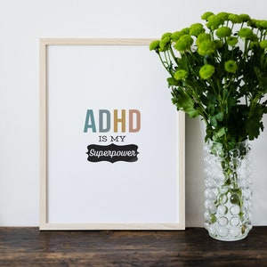 ADHD is My Superpower Print, Printable Wall Art, ADHD Wall Art, Typography Art, Word Art, ADHD Poster, Adhd Decor, Office Art, Adhd Print,