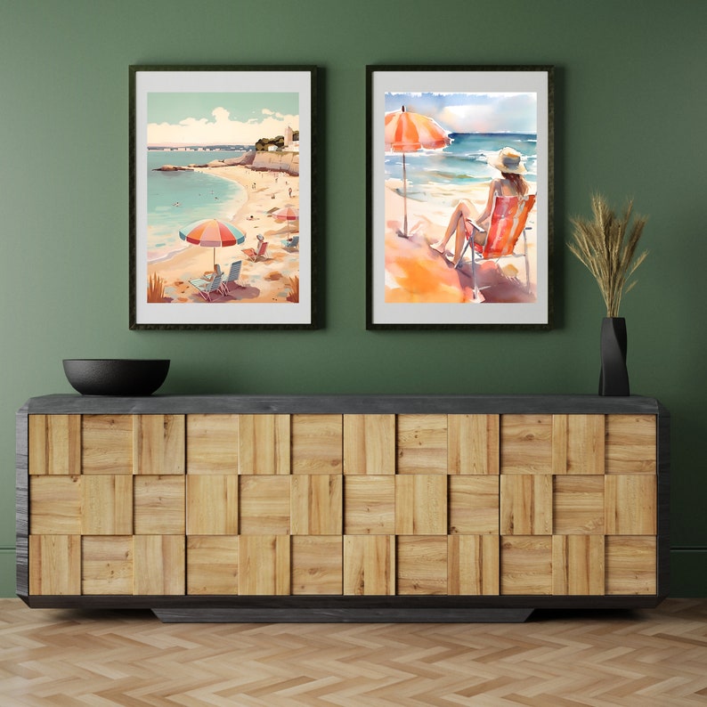 Beach Poster Set of 2 Summer Print French Coast Poster Set Etsy