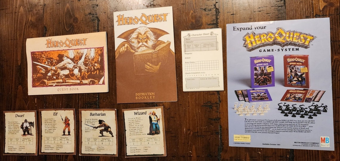 Vintage Heroquest 1990 Board Game System Complete Milton Bradley ...