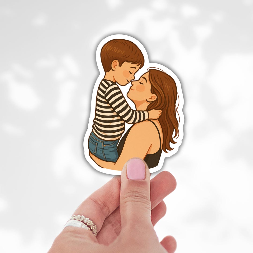 Mother and Son Sticker • Sweet Mama & Boy Hug Vinyl Sticker • 2x3” Die ...
