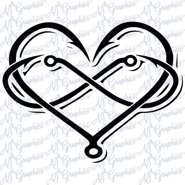 Fishing Hook Heart SVG, PNG, Jpeg