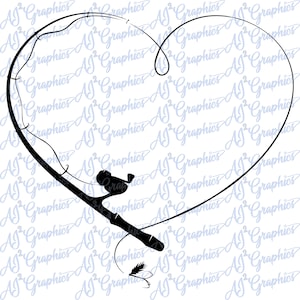 Fishing Rod Heart SVG, PNG, Jpeg