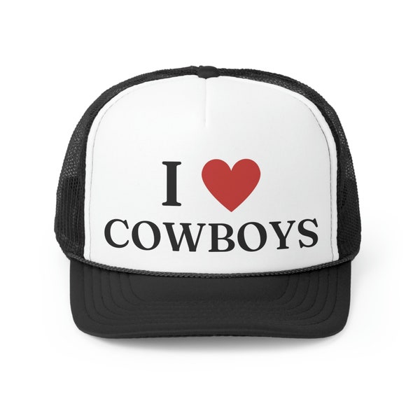 Cappello da camionista I Love Cowboys / Idea regalo divertente / Cappello western da cowboy I Heart / Berretto estivo alla moda / Cappello da concerto del festival