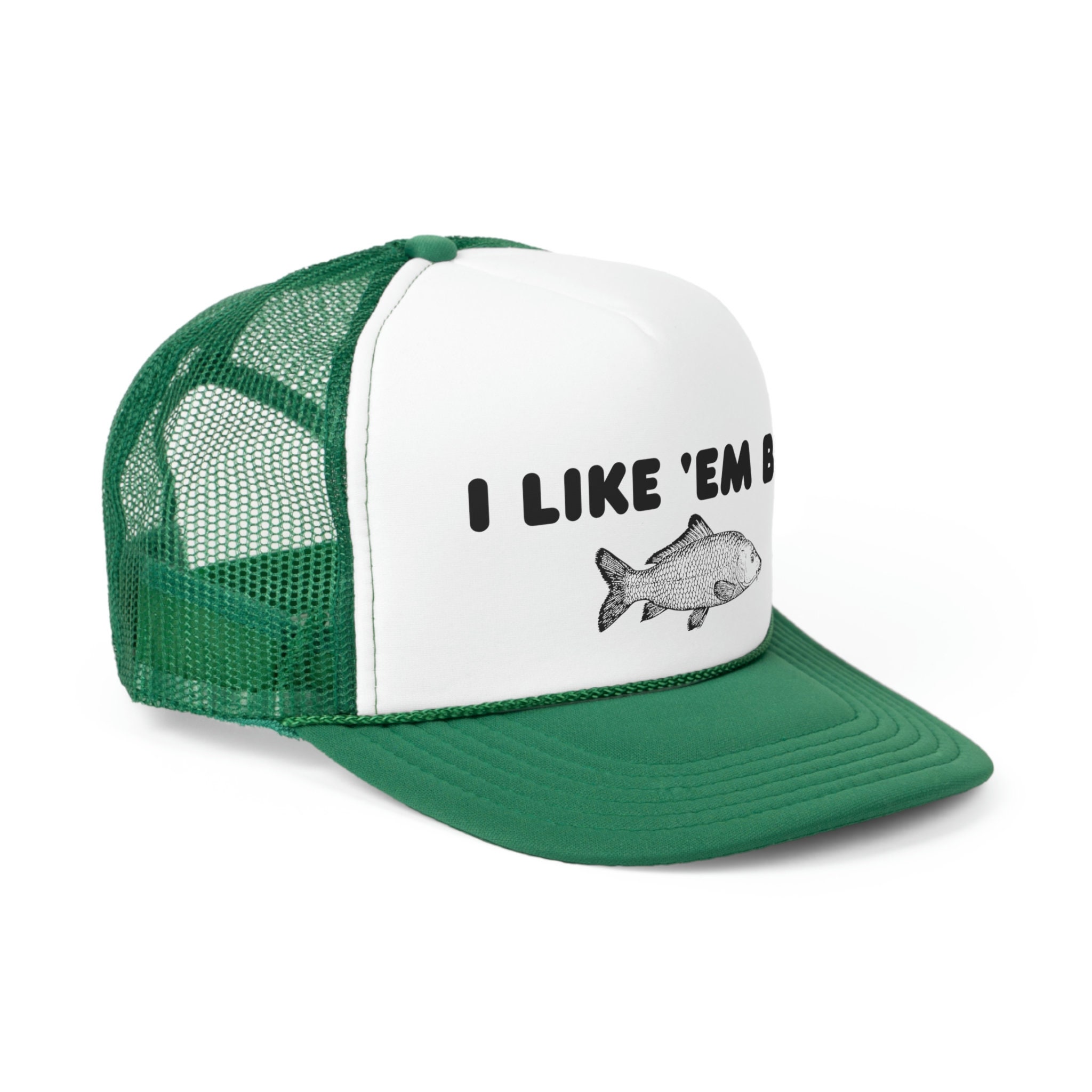 I Like 'Em Big Fishing Trucker Hat | Trendy Humor Hat | Summer Cap | Camping Trip Attire | Funny Fishing Hat | Fishing Clothing for Women