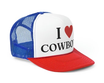 I Love Cowboys Trucker Hat | Funny Gift Idea | I Heart Cowboys Western Hat | Trendy Summer Country Cap | Festival Concert Hat