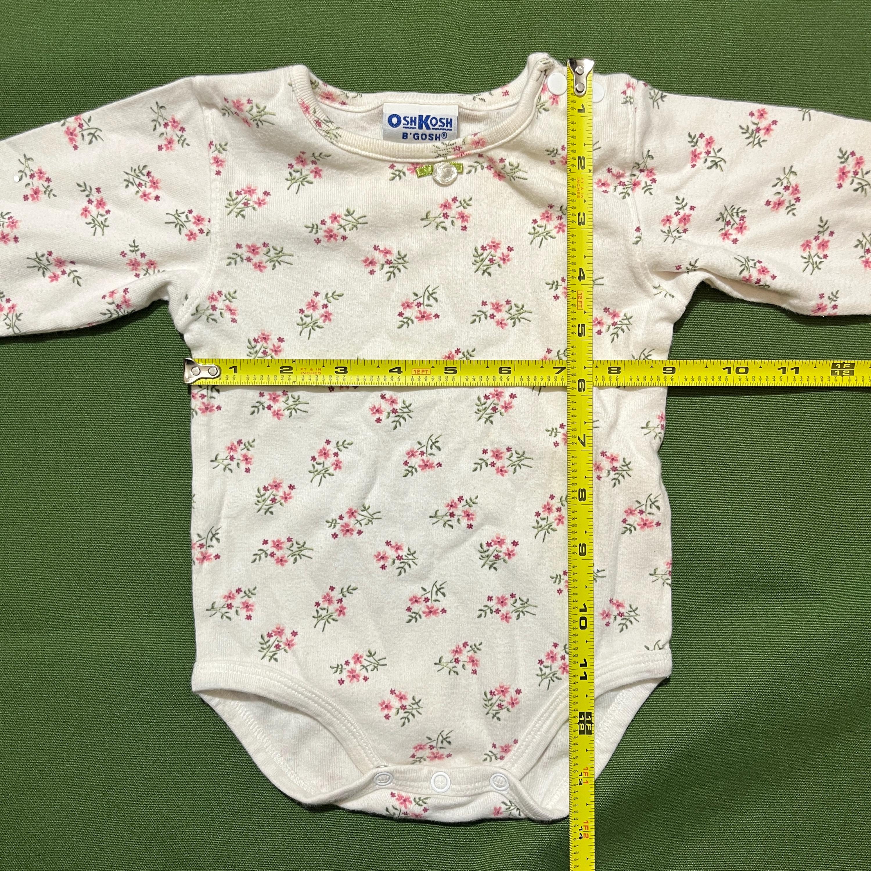 Vintage 80s 90s Oshkosh B'gosh Onesie Floral Flower White Kids
