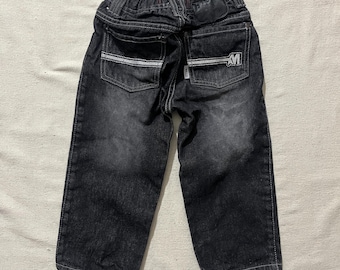 Vintage 00s Y2K Kids Baby Toddler Mecca Y2K Baggy Denim Jeans Black Size 3T