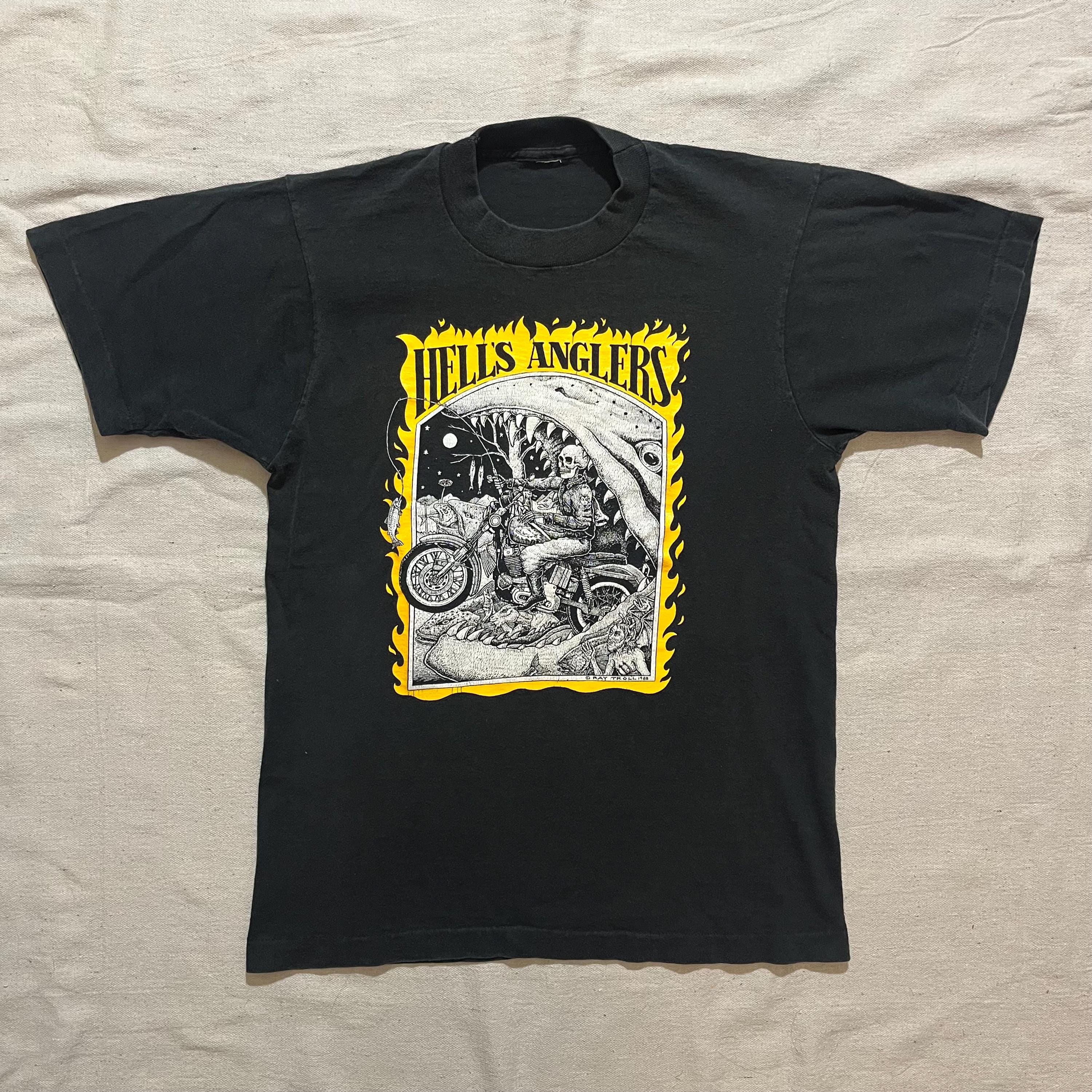 Vintage 80s 90s Ray Troll Hell's Anglers Fish Fisherman Biker