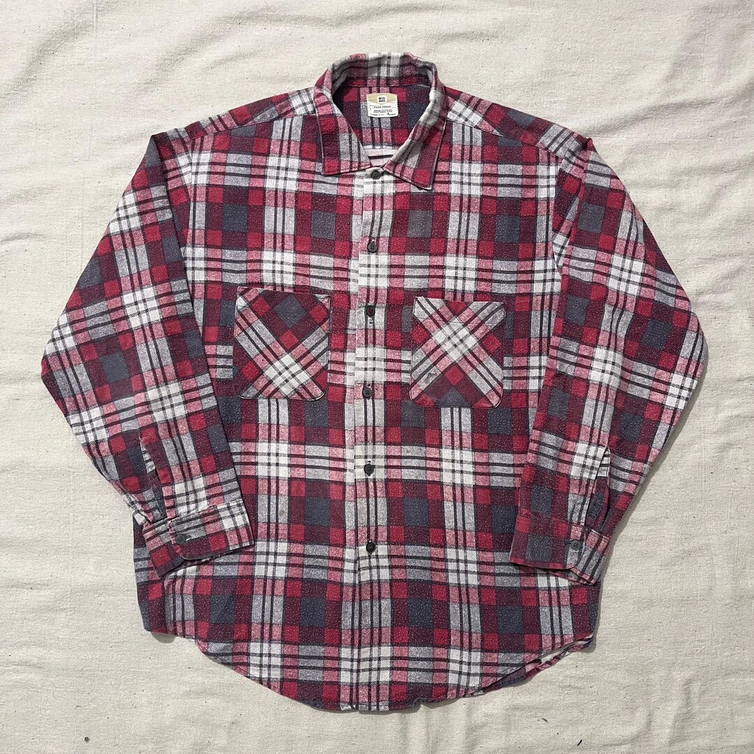 Chemise Homme Vintage Années 50 Big Mac - Flanelle Coton à Carreaux - Taille M - Occasion Très Bon état