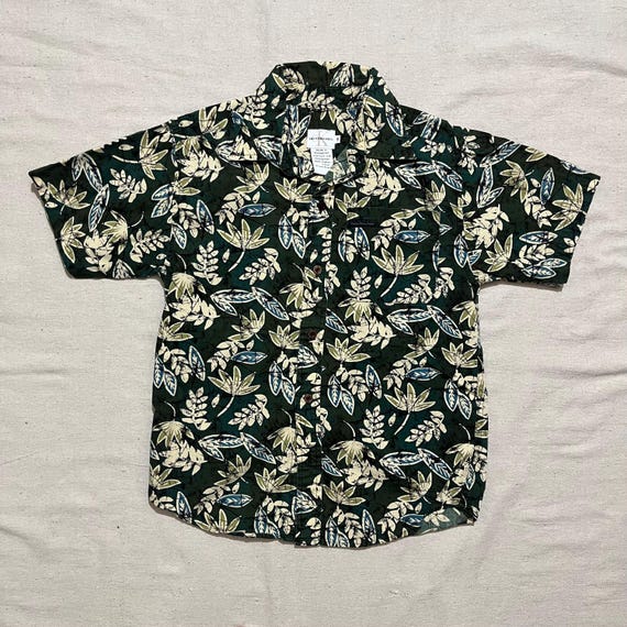Vintage 90s 00s Y2K Calvin Klein Hawaiian Leaf Leaves Button Down 
