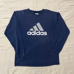 Vintage 90s/00s Y2K Adidas Longsleeve Graphic T-shirt Navy Blue 