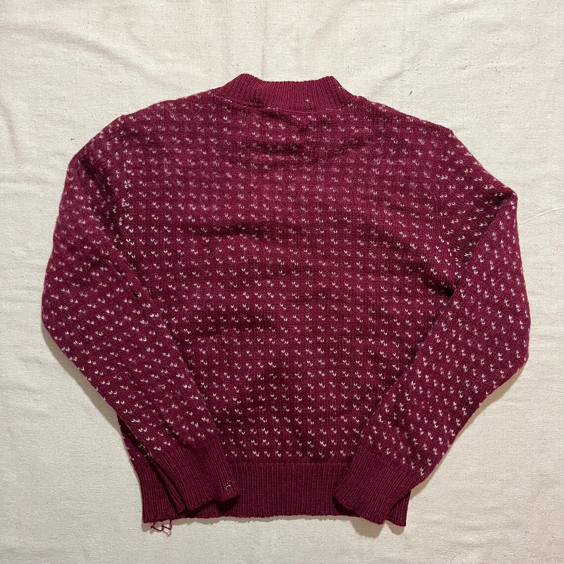 Vintage 80s 90s Eddie Bauer Patterned Wool Knit Sweater Red White Size Medium, foto 2 di 5