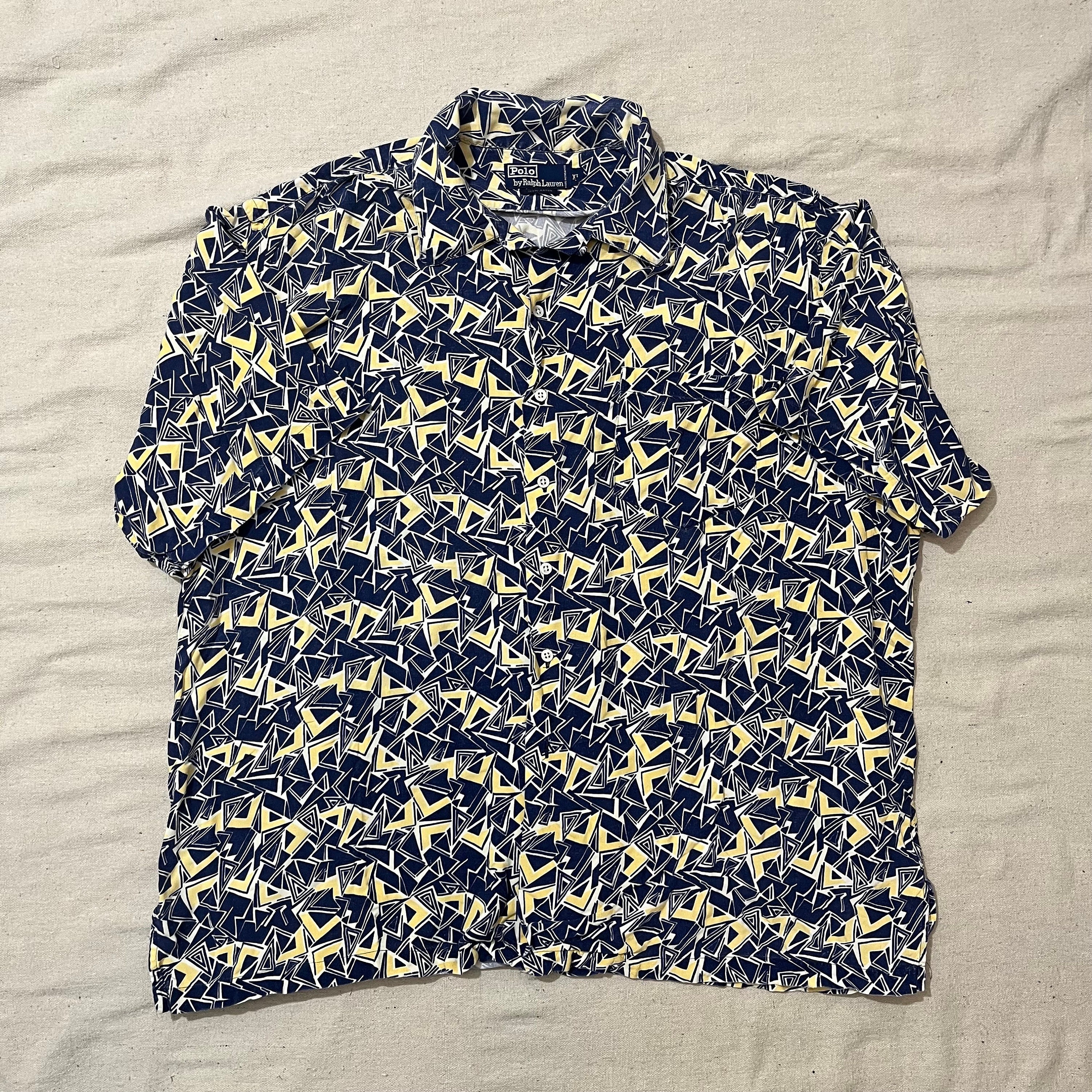 Vintage 90s Polo Ralph Lauren Patterned Loop Collar Button