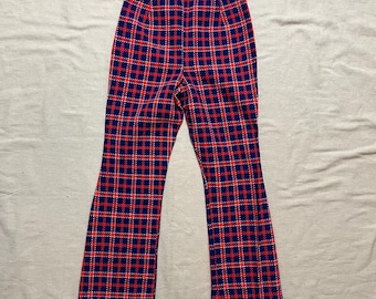 Vintage 70s Plaid Flared Pants: Kids Disco Mod Style
