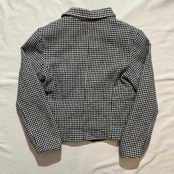 Vintage Houndstooth Cropped Blazer: 90s Y2K Black White Jacket