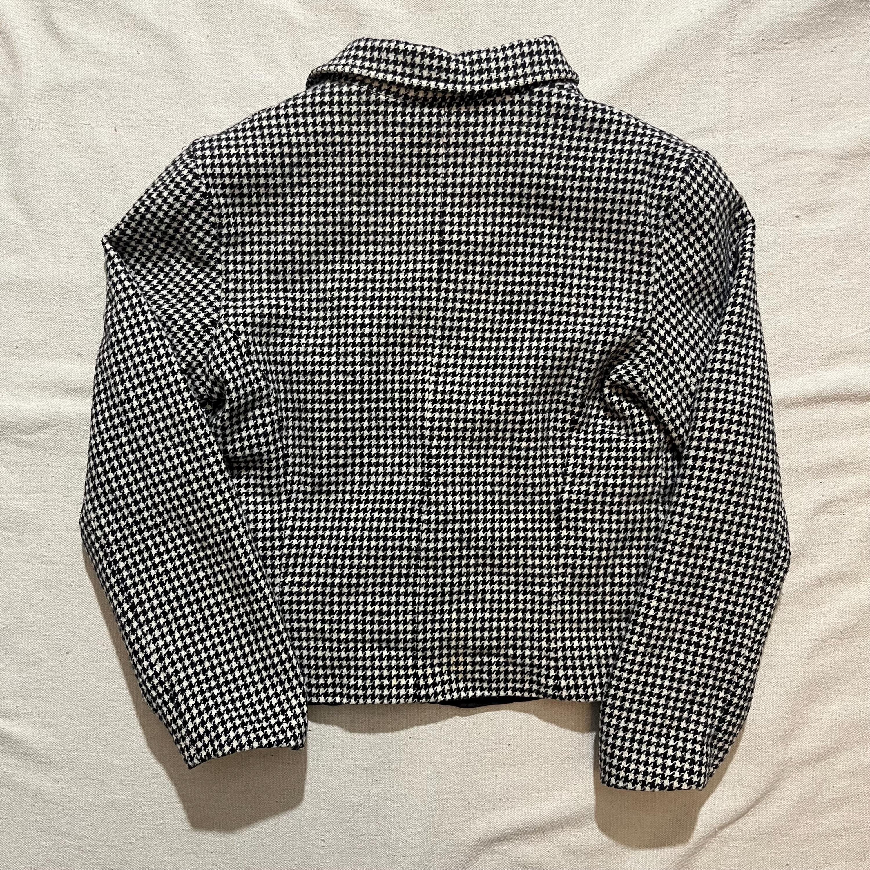 Vintage Houndstooth Cropped Blazer: 90s Y2K Black White Jacket