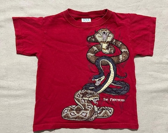Vintage Y2K Snake Graphic Kids T-Shirt, Red Size Small