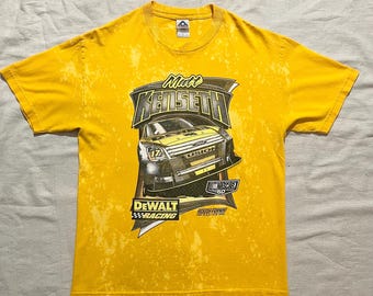 Vintage Y2K Nascar Matt Kenseth Dewalt Racing Racecar T-shirt jaren '00 geel groot